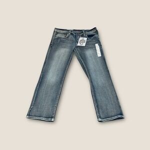 NWT Axe Crown Classic Straight Jeans Mens Sediment Wash Embroidered Denim 32x30